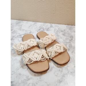 Torrid Women's Off White Slip On Double Band Slide Flat Sandals‎ Size 11.5